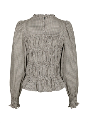 Marcia check bluse Dusty Brown Neo Noir